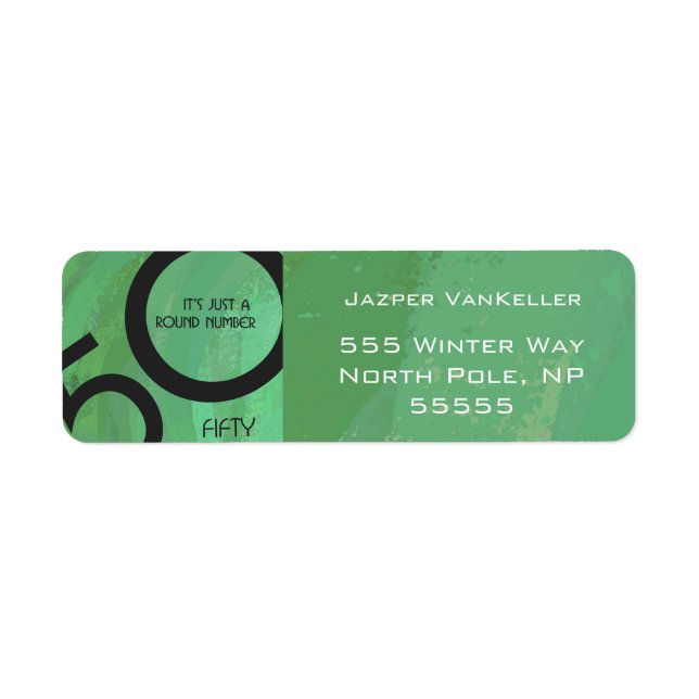 Etiqueta Aniversário Verde de 50 Décadas (Frente)