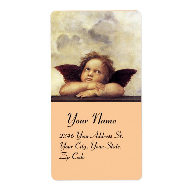 Etiqueta ANJO / Querubim Alado,,marrom,branco (Frente)