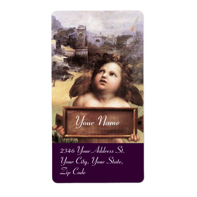 Etiqueta ANJO / Querubim Alado, roxo (Frente)