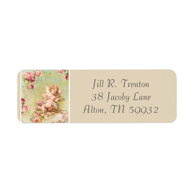 Etiqueta Anjo tocando violino com Rosas (Frente)