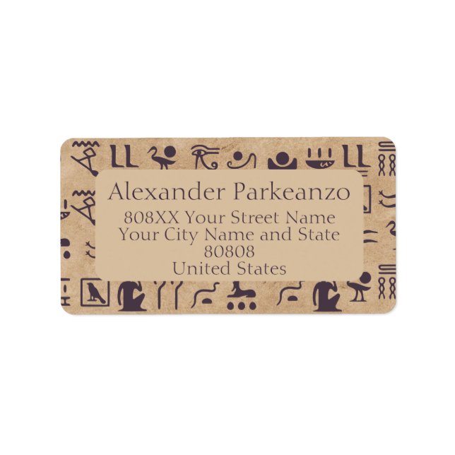 Etiqueta Antiga Arte Hieróglifa Egípcia sobre Pergaminho (Frente)