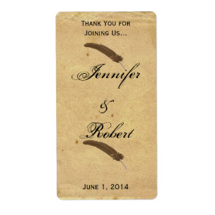 Etiqueta antiquado do vinho do Quill do pergaminho