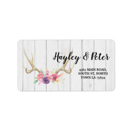 Etiqueta Antlers Rustic Address Labels Stickers Casamento