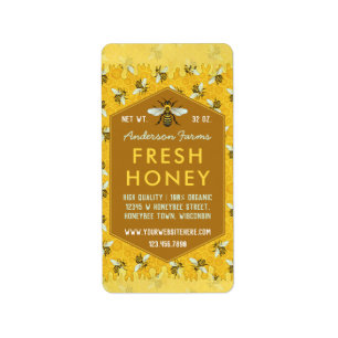 Etiqueta Apiary Honey Jar Labels Honeycomb Abelhas