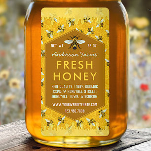 Etiqueta Apiary Honey Jar Labels Honeycomb Abelhas