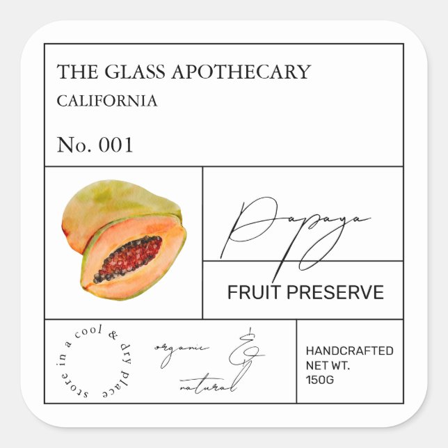 Etiqueta Apothecary Papaya (Frente)