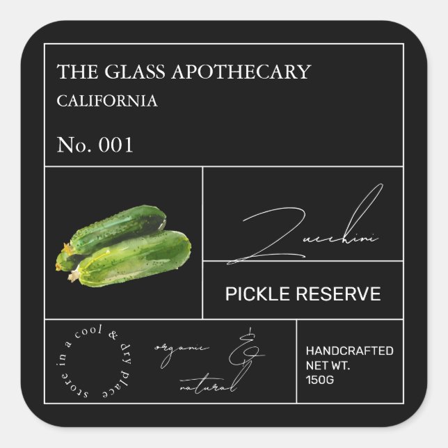 Etiqueta Apothecary Zucchini (Frente)