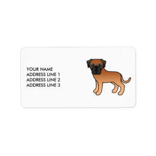 Etiqueta Apricot Inglês Mastiff Cute Cartoon Dog & Text