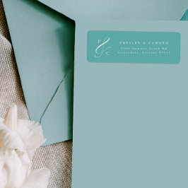Etiqueta Aqua Ampersand Monogram Return Address Labels