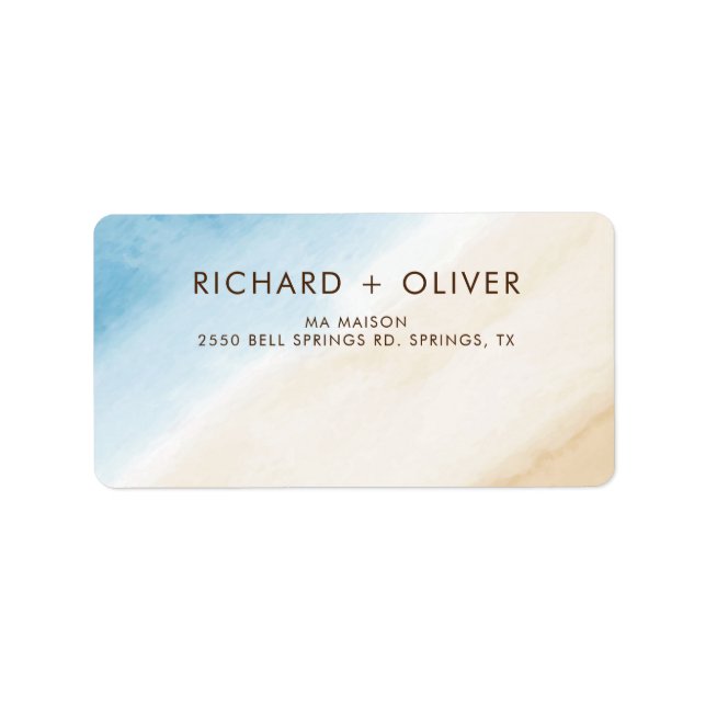 Etiqueta Aqua Azul Aqua Aqua No Casamento Marítimo (Frente)