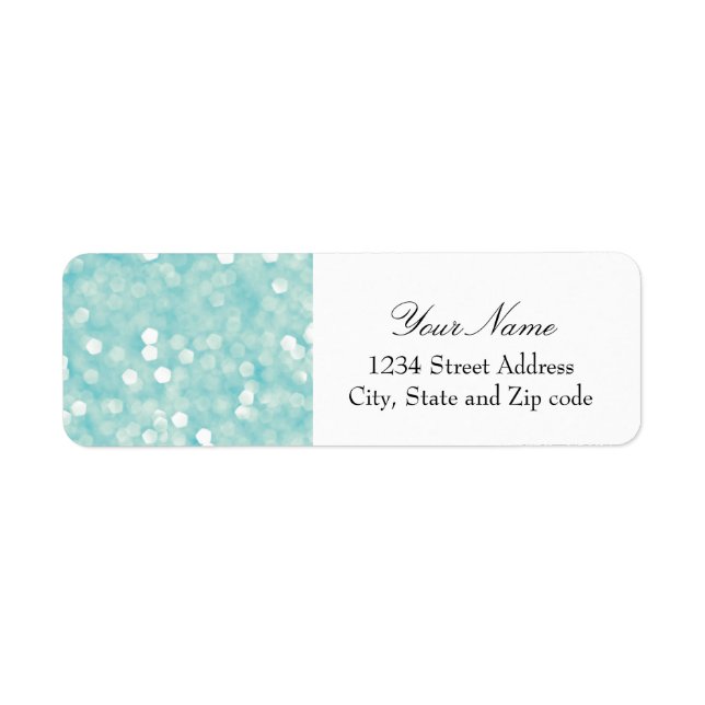 Etiqueta Aqua Bokeh Glitter Sparkles (Frente)