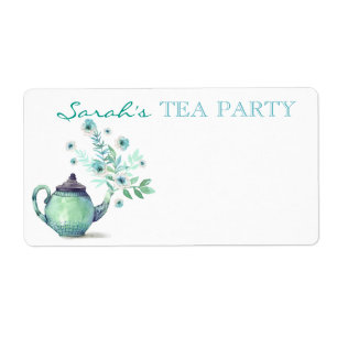 Etiqueta Aqua da hortelã do córrego da flor do bule da