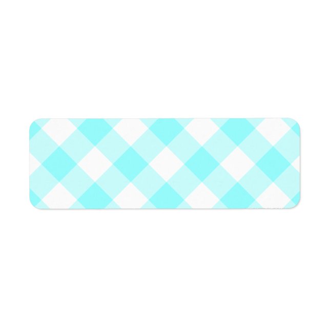 Etiqueta Aqua Gingham Pattern (Frente)