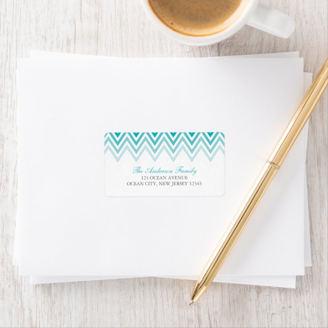 Etiqueta Aqua Ombre Chevrons (Insitu)