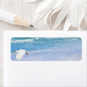 Etiqueta Aquarela Costeira Egret Neve