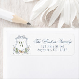 Etiqueta Aquarela Monograma Crest Inicial Do Quebra-Nozes