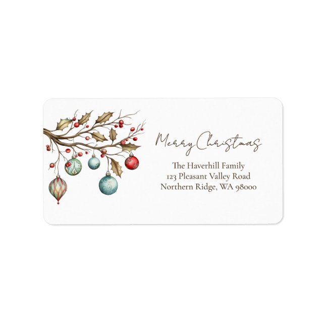 Etiqueta Aquarela Natal Elegante Script   (Frente)
