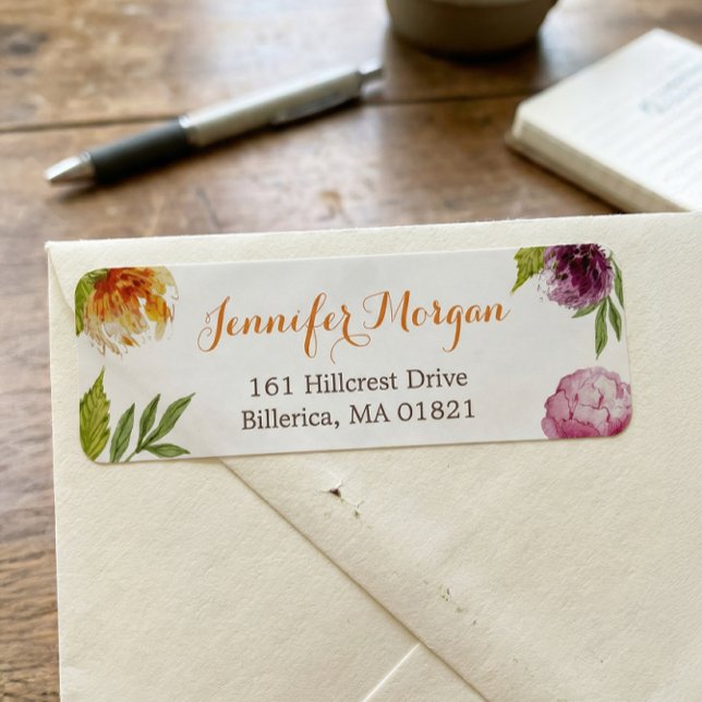 Etiqueta Aquarela Pastel Flores Modernas Na moda (Criador carregado)