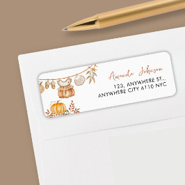 Etiqueta Aquarela Pequena Abóbora Abaixe Chá de fraldas de