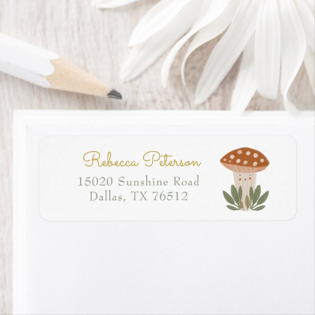 Etiqueta Aquarela Pequeno rótulo de cogumelo (Insitu)