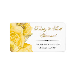 Etiqueta Aquarela Rosas Flores Amarelas Glam Endereço