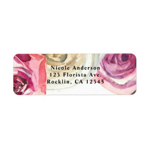 Etiqueta Aquarela Rosas Rosa e Branco Chique Chá de Bebê de