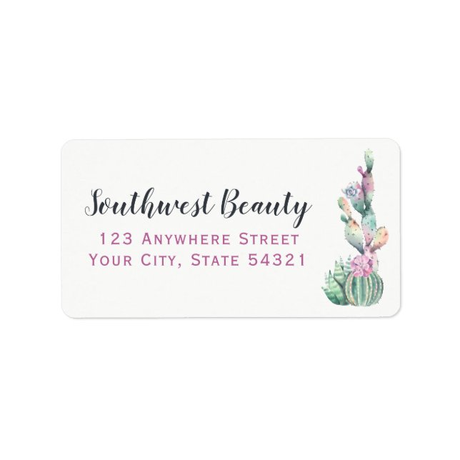 Etiqueta Aquarela Suculta Cactus Prickly Pear Bohemian (Frente)