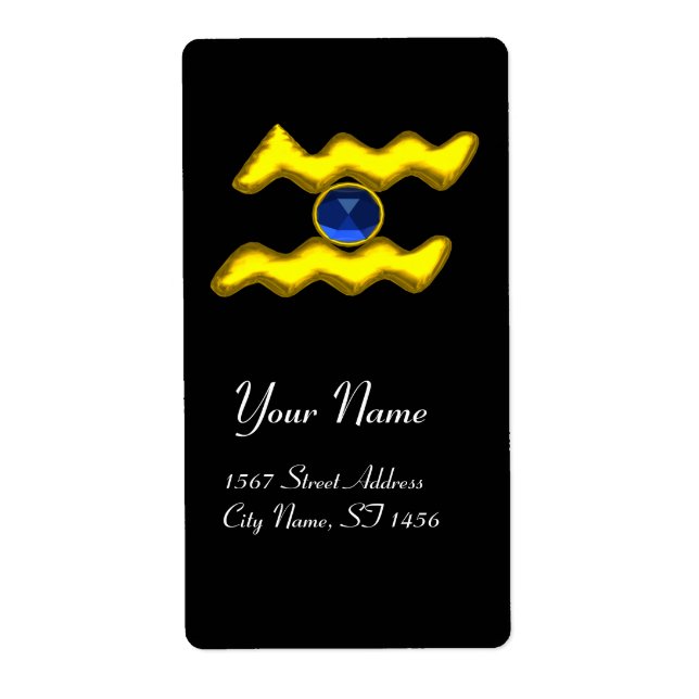 Etiqueta AQUARIUS ZODIAC ANIVERSÁRIO Blue Sapphire (Frente)