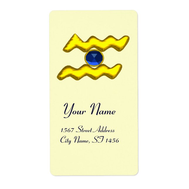 Etiqueta AQUARIUS ZODIAC ANIVERSÁRIO Blue Sapphire (Frente)