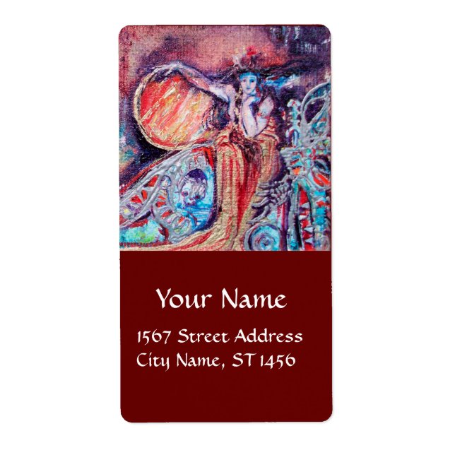 Etiqueta ARCADIA, Azul Rosa Vermelho, Dourado (Frente)