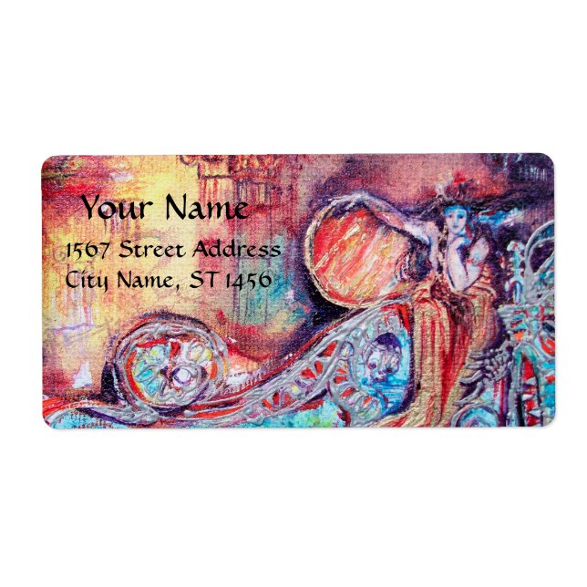 Etiqueta ARCADIA, Azul Rosa Vermelho, Dourado (Frente)