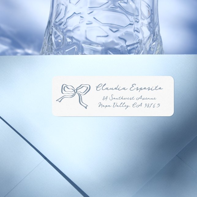 Etiqueta Arco Desenhado À Mão Suspenso Azul Illusturado (Return Address label Mock-up)