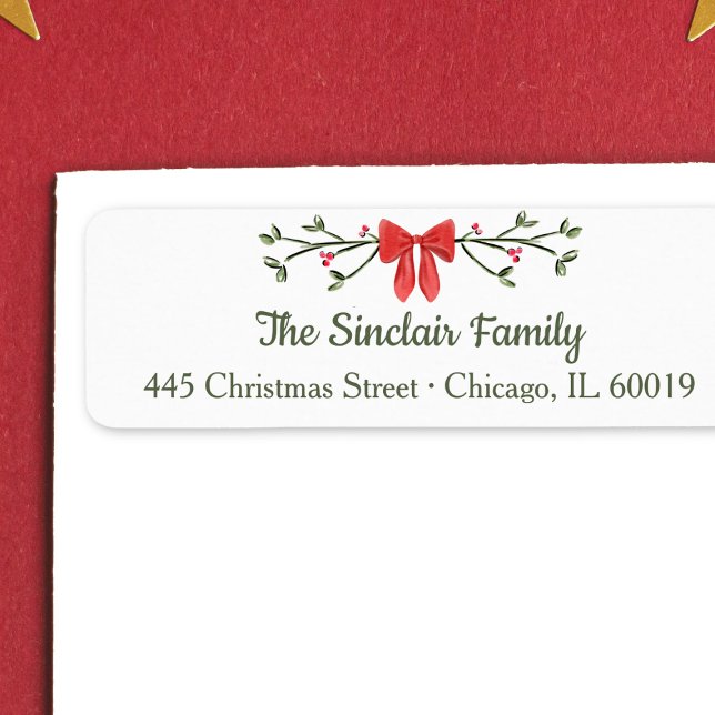 Etiqueta Arco Elegante e regresso de Natal Holly Personaliz (Criador carregado)