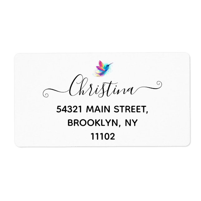 Etiqueta Arco-Íris Exótico Hummingbird (Frente)