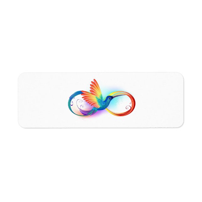 Etiqueta Arco-íris Hummingbird com símbolo Infinito (Frente)