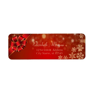 Etiqueta Arco Vermelho Elegante, Flocos de Neve