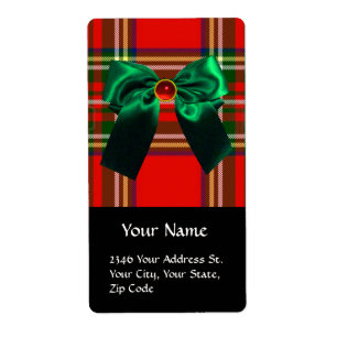 ETIQUETA ARCOS ESCOCISTAS VERMELHOS TARTAN E NATAL