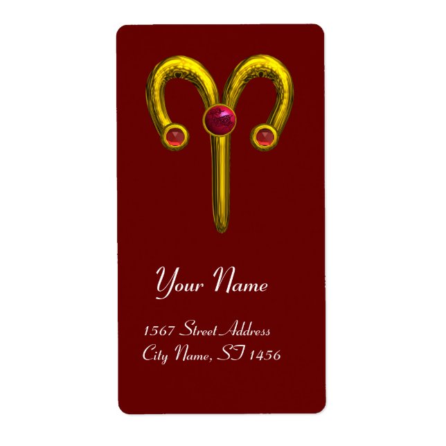 Etiqueta ARIES ZODIAC BIRTHDAY Red Ruby (Frente)