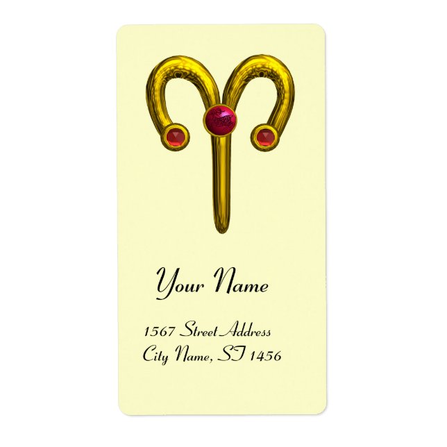 Etiqueta ARIES ZODIAC BIRTHDAY Red Ruby (Frente)