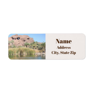 Etiqueta Arizona Landmark Mountain Photo com lago