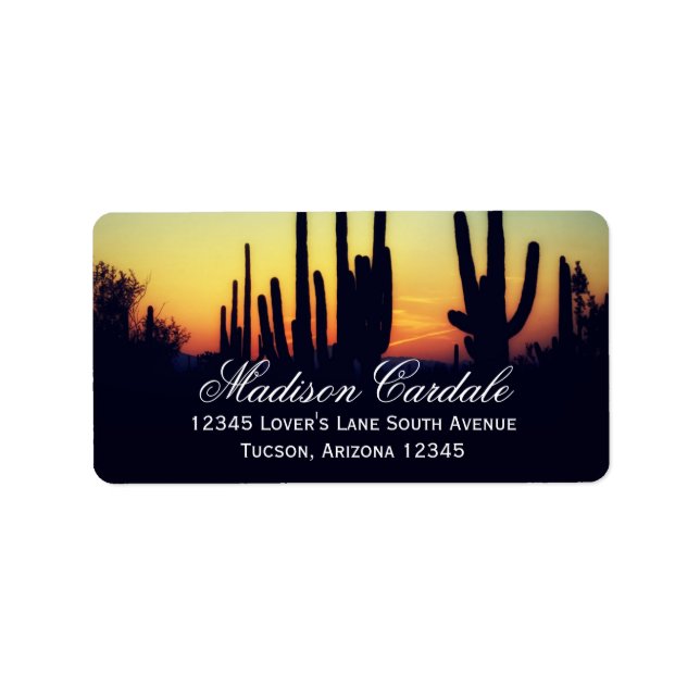 Etiqueta Arizona Saguaro Cactus Sunset Address Labels (Frente)