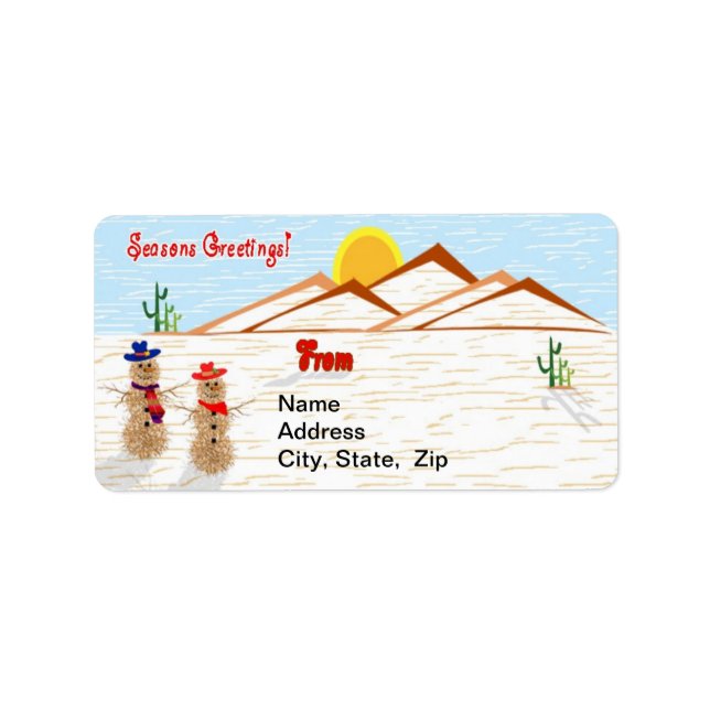 Etiqueta Arizona Tumbleweed Snowman Natal (Frente)