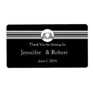 Etiqueta Art Deco Black White Medallion Water Boel Label