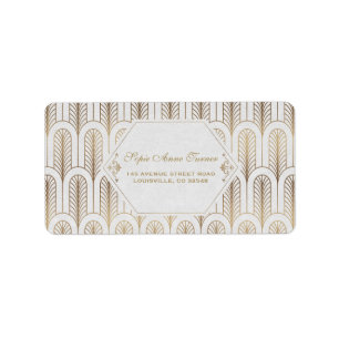 Etiqueta Art Deco Excelente Gatsby Casamento Dourado Branco