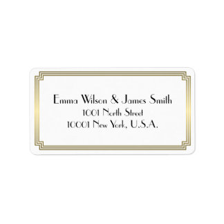 Etiqueta Art Deco Gold White Address Labels