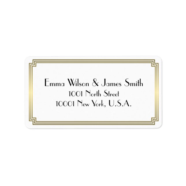 Etiqueta Art Deco Gold White Address Labels (Frente)