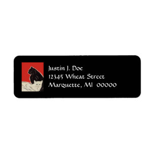 Etiqueta Art Deco High Style Pair Cats B& W Address Labels