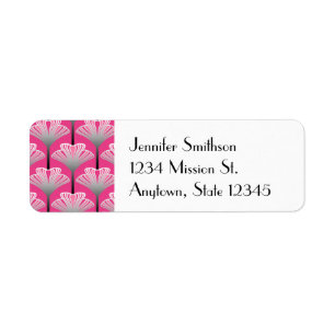 Etiqueta Art Deco Lily, Fuchsia Pink e Cinzas Prateadas