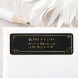 Etiqueta art déco preto e dourado