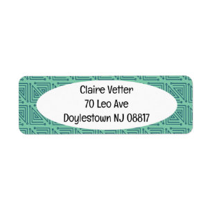Etiqueta Art Deco Teal Mazes
